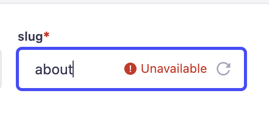 Path to slug unavailable